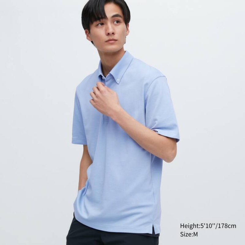 Camisa Polo Uniqlo Airism Hombre Azules Claro | 4370XGCKU