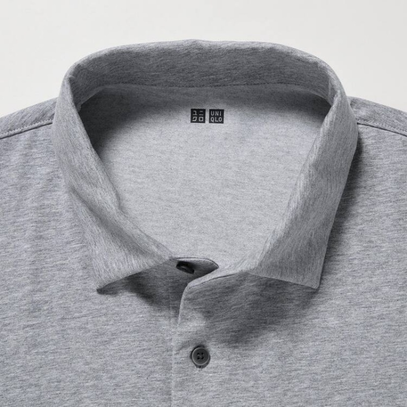 Camisa Polo Uniqlo Airism Long Sleeve Hombre Gris | 4507TJNOL