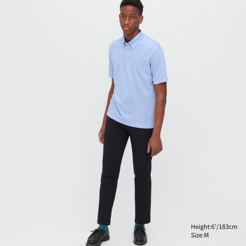 Camisa Polo Uniqlo Airism Piqué Hombre Azules Claro | 1026HQITM