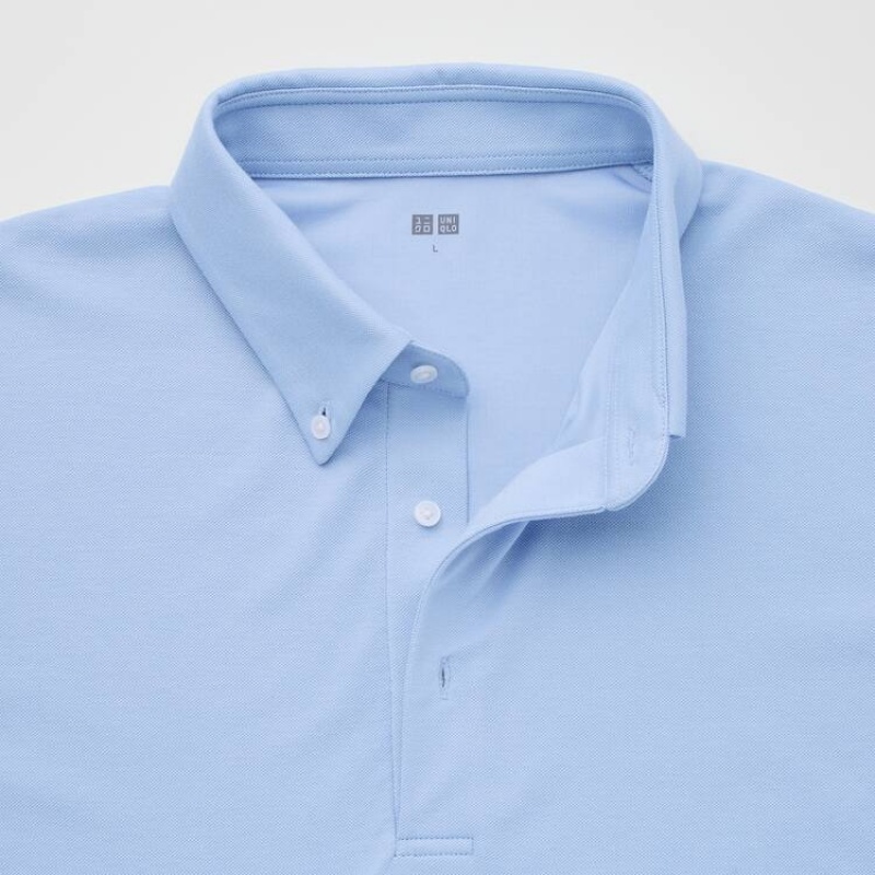 Camisa Polo Uniqlo Airism Piqué Hombre Azules Claro | 1026HQITM