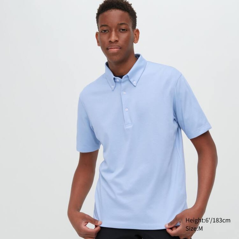 Camisa Polo Uniqlo Airism Piqué Hombre Azules Claro | 1026HQITM