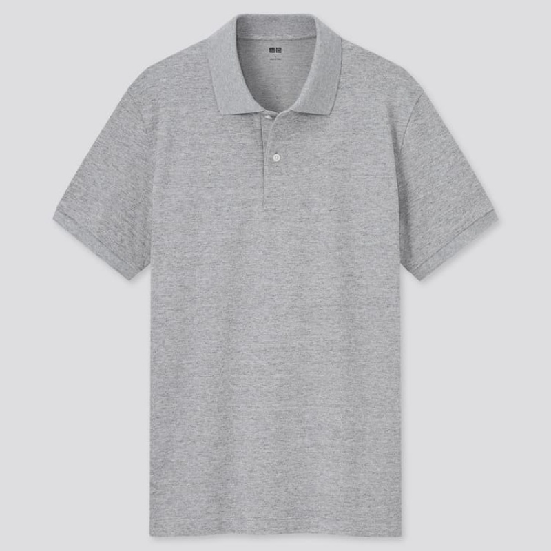 Camisa Polo Uniqlo Dry Piqué (2021 Season) Hombre Gris | 0861JOAIY