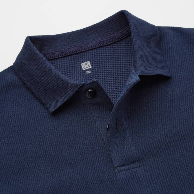 Camisa Polo Uniqlo Dry Piqué (2021 Season) Niños Azul Marino | 1690RZYAB