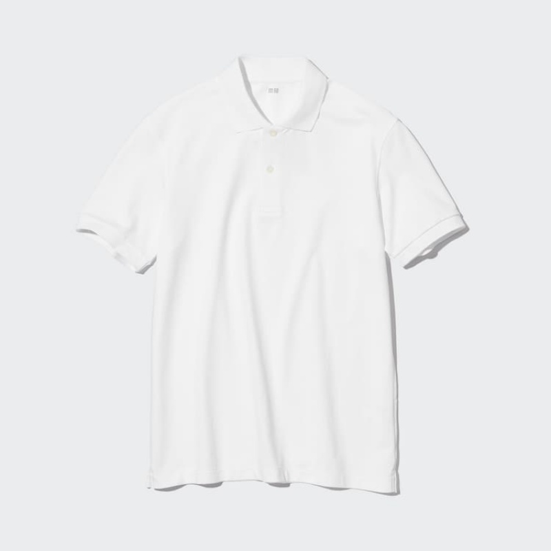 Camisa Polo Uniqlo Dry Piqué Hombre Blancas | 0561EKLFO