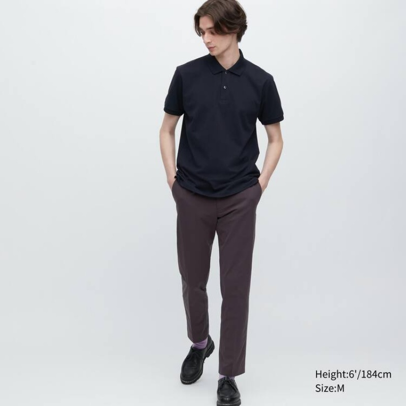 Camisa Polo Uniqlo Dry Piqué Hombre Moradas | 0234PVAJY