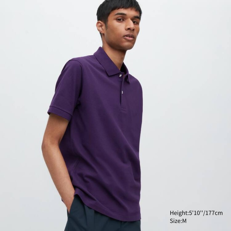 Camisa Polo Uniqlo Dry Piqué Hombre Moradas | 0234PVAJY