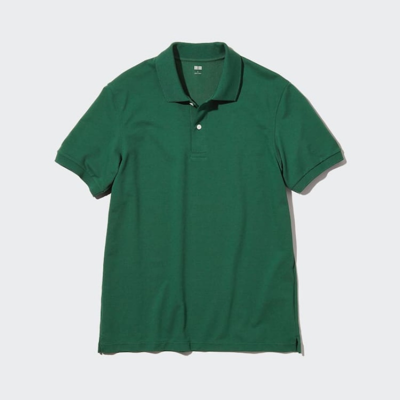 Camisa Polo Uniqlo Dry Piqué Hombre Verde | 4059QTEFH