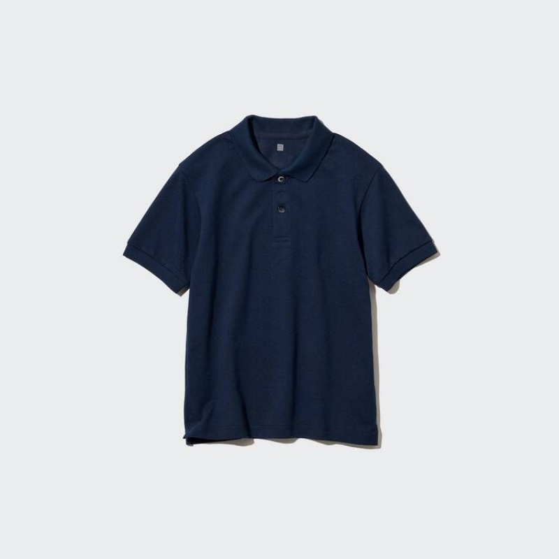 Camisa Polo Uniqlo Dry Piqué Niños Azul Marino | 2936HYSKD