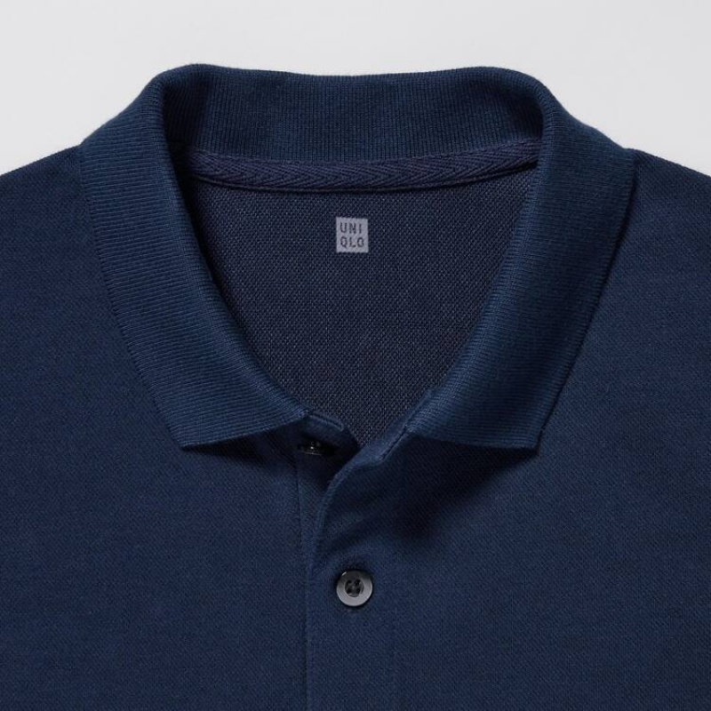 Camisa Polo Uniqlo Dry Piqué Niños Azul Marino | 2936HYSKD