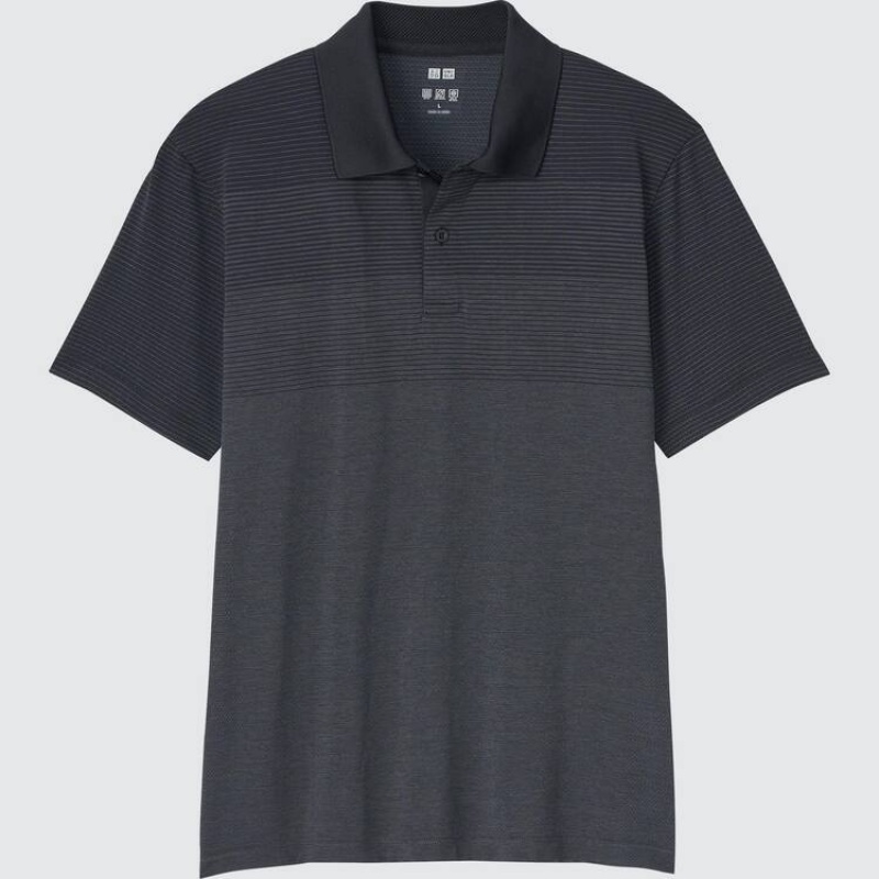 Camisa Polo Uniqlo Dry-ex A Rayas Hombre Negras | 5140EMOSY