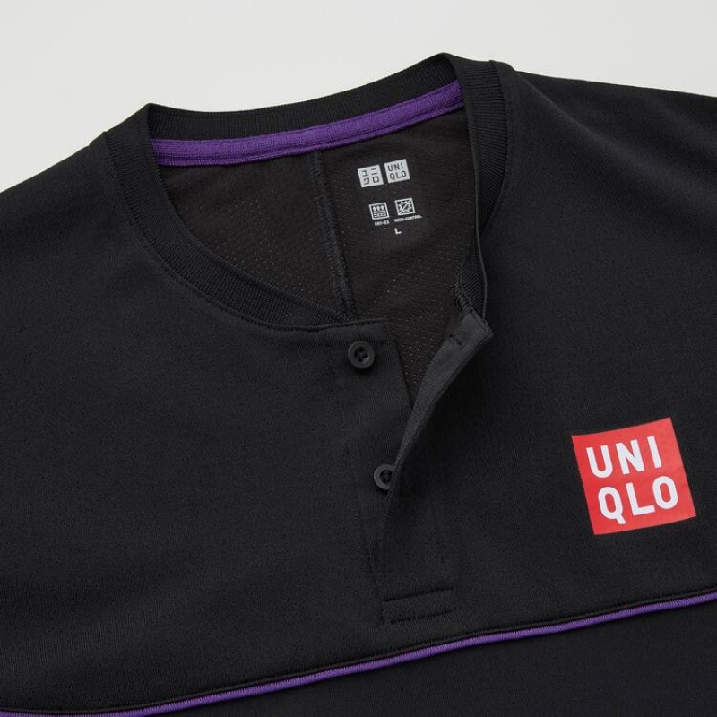 Camisa Polo Uniqlo Roger Federer Dry-ex Us 2021 (2021 Season) Hombre Negras | 8956LMBTO