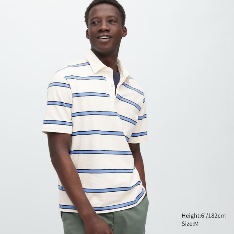 Camisa Polo Uniqlo Rugger A Rayas Hombre Blancas | 5801BDOFA