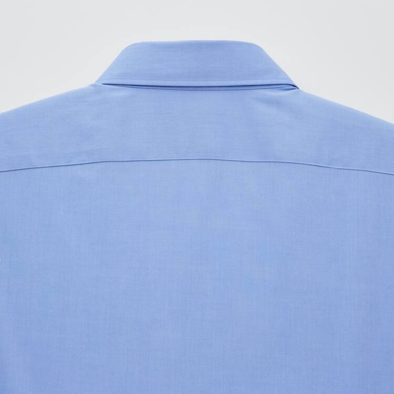 Camisas Uniqlo Easy Care Broadcloth Stretch Slim Fit (Regular Collar) Hombre Azules | 1834ZKVEI