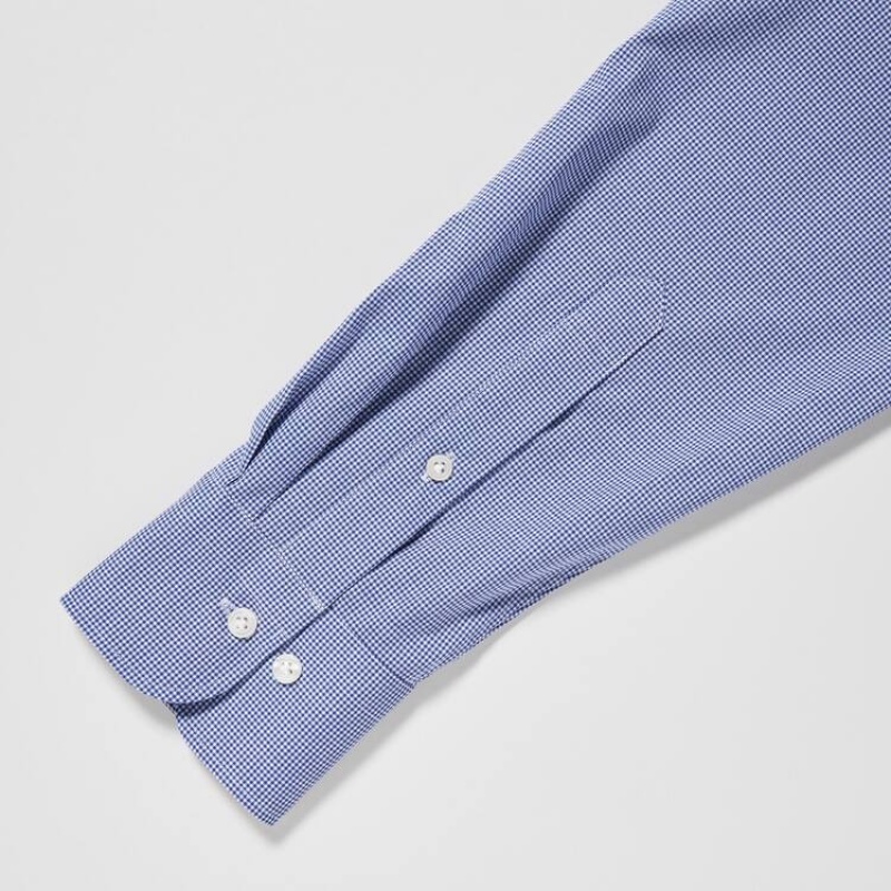 Camisas Uniqlo Easy Care Broadcloth Stretch Slim Fit (Semi-cutaway Collar) Hombre Azules | 6075NHJLI