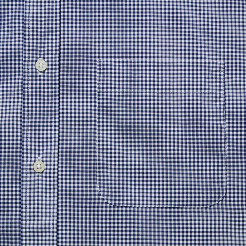 Camisas Uniqlo Extra Fine Algodon Broadcloth Checked (Button-down Collar) Hombre Azules | 1456ZWYLA