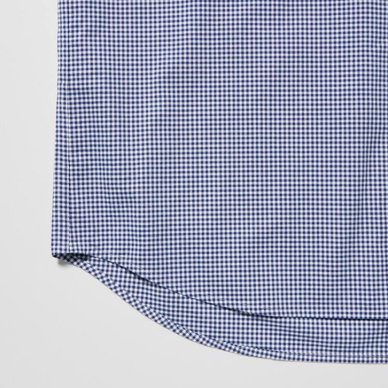 Camisas Uniqlo Extra Fine Algodon Broadcloth Long Sleeve Hombre Azules | 9083FYAIE