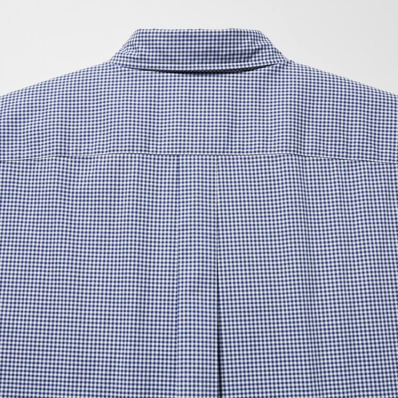 Camisas Uniqlo Extra Fine Algodon Broadcloth Long Sleeve Hombre Azules | 9083FYAIE