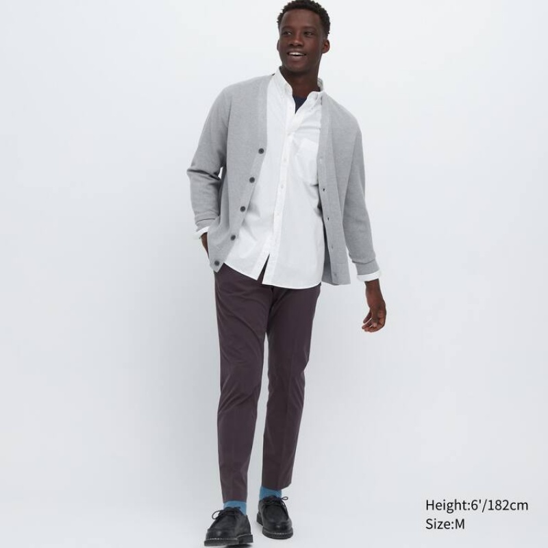 Camisas Uniqlo Extra Fine Algodon Broadcloth Printed (Button-down Collar) Hombre Blancas | 5962LDNAE