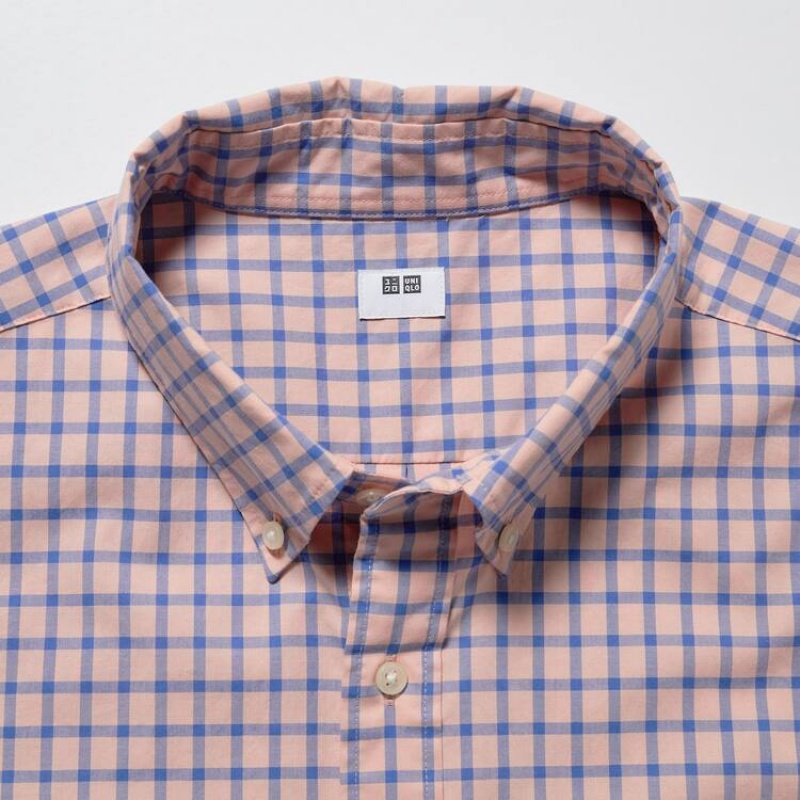 Camisas Uniqlo Extra Fine Algodon Broadcloth Regular Fit Checked (Button-down Collar) Hombre Rosas | 4708XLZMY