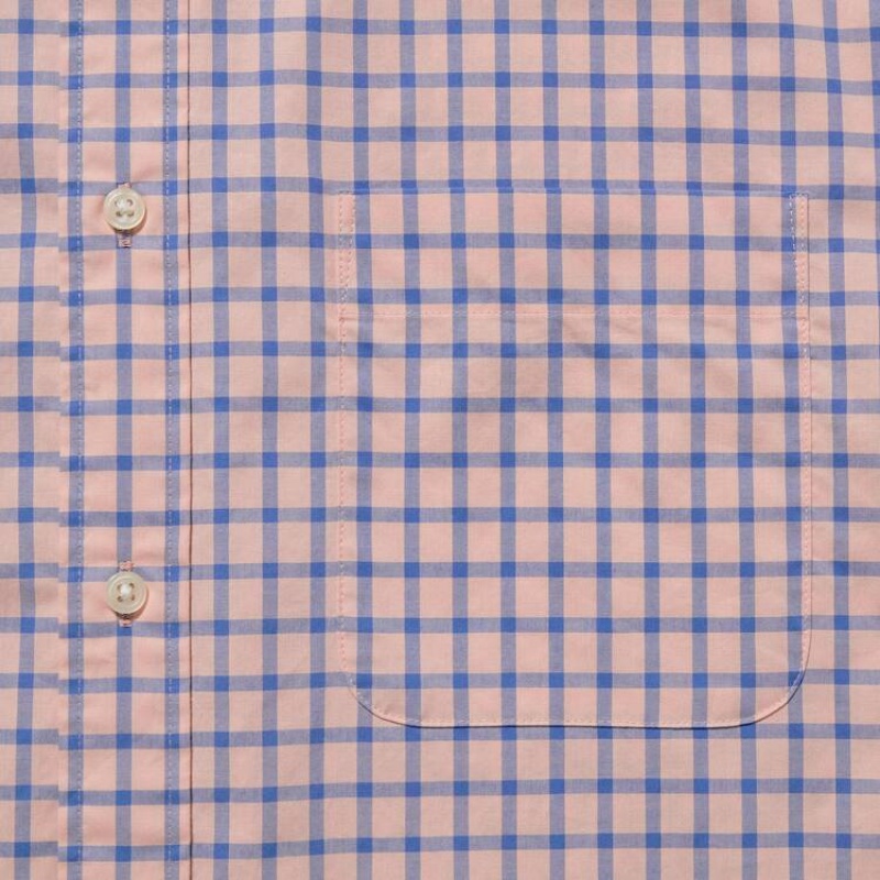 Camisas Uniqlo Extra Fine Algodon Broadcloth Regular Fit Checked (Button-down Collar) Hombre Rosas | 4708XLZMY