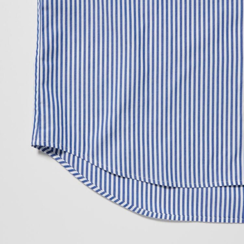 Camisas Uniqlo Extra Fine Algodon Broadcloth Regular Fit (Button-down Collar) Hombre Azules | 5619NKPSY