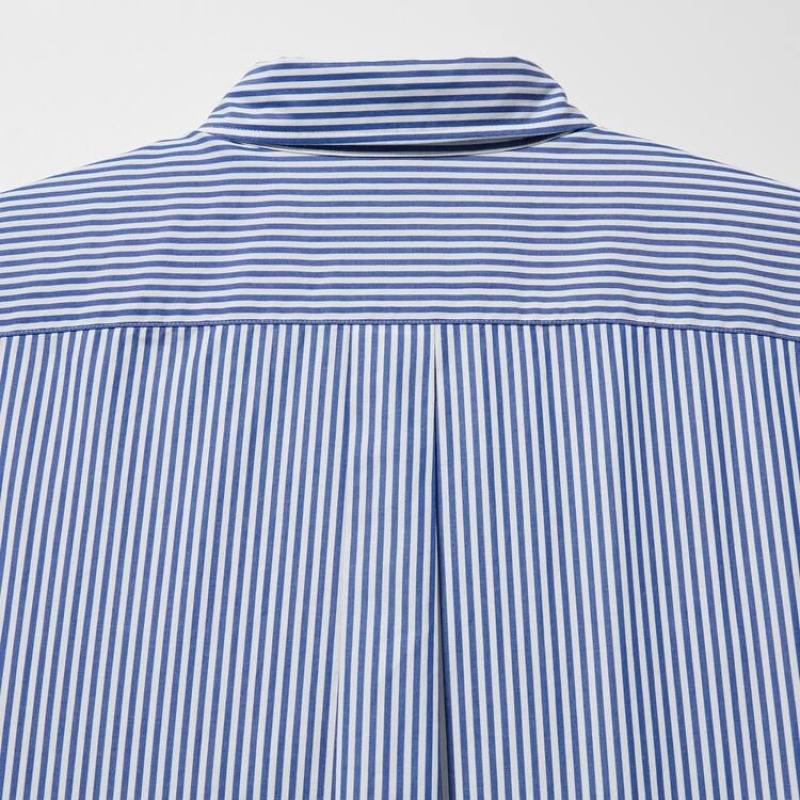 Camisas Uniqlo Extra Fine Algodon Broadcloth Regular Fit (Button-down Collar) Hombre Azules | 5619NKPSY