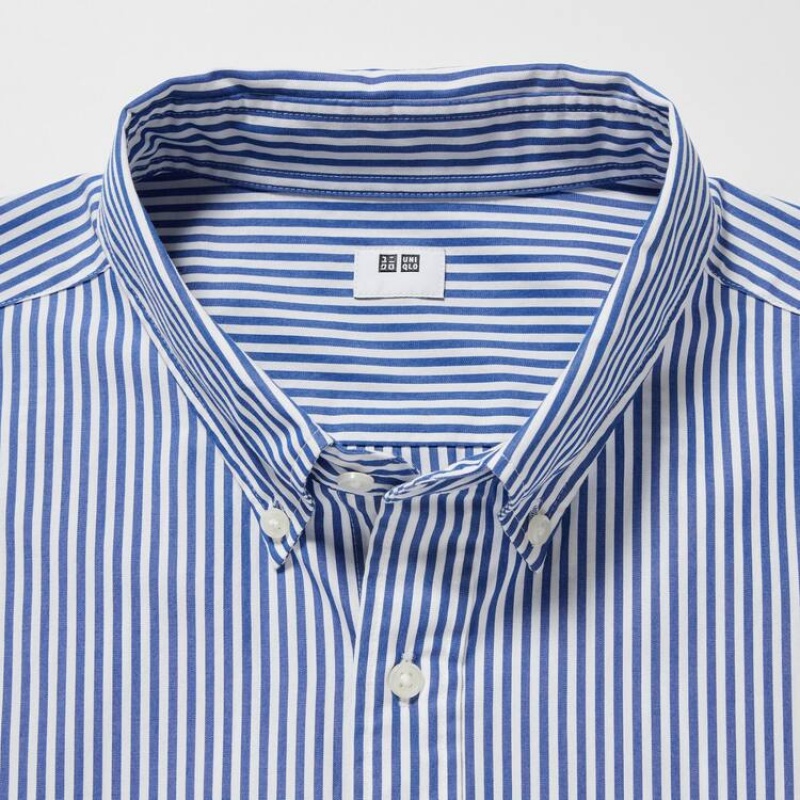 Camisas Uniqlo Extra Fine Algodon Broadcloth Regular Fit (Button-down Collar) Hombre Azules | 5619NKPSY