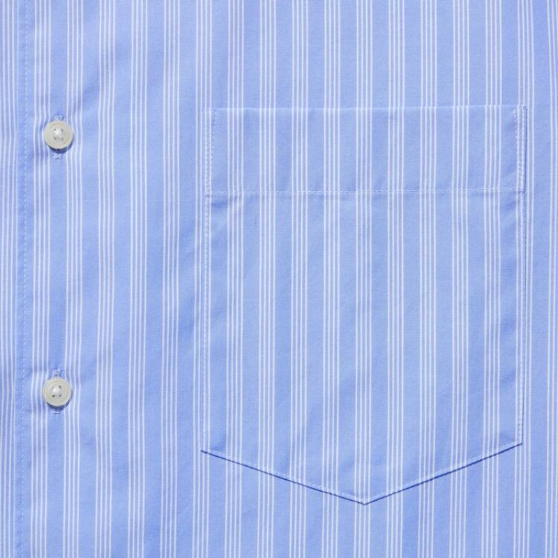 Camisas Uniqlo Extra Fine Algodon Broadcloth Regular Fit A Rayas Hombre Azules | 5271VJERO