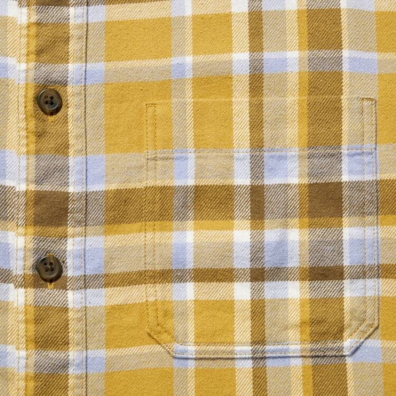 Camisas Uniqlo Flannel Checked Regular Fit (Regular Collar) Hombre Amarillo | 1592FIKOV