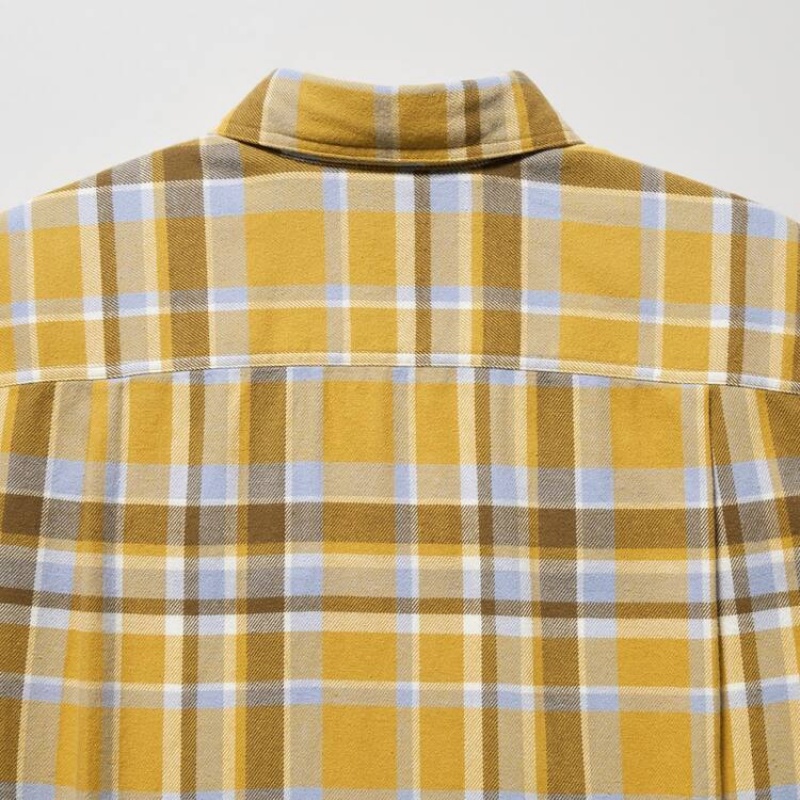 Camisas Uniqlo Flannel Checked Regular Fit (Regular Collar) Hombre Amarillo | 1592FIKOV