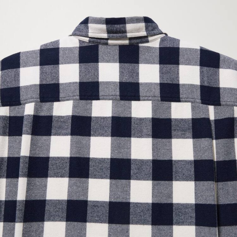 Camisas Uniqlo Flannel Regular Fit Checked (Regular Collar) Hombre Blancas | 5198TUKPM