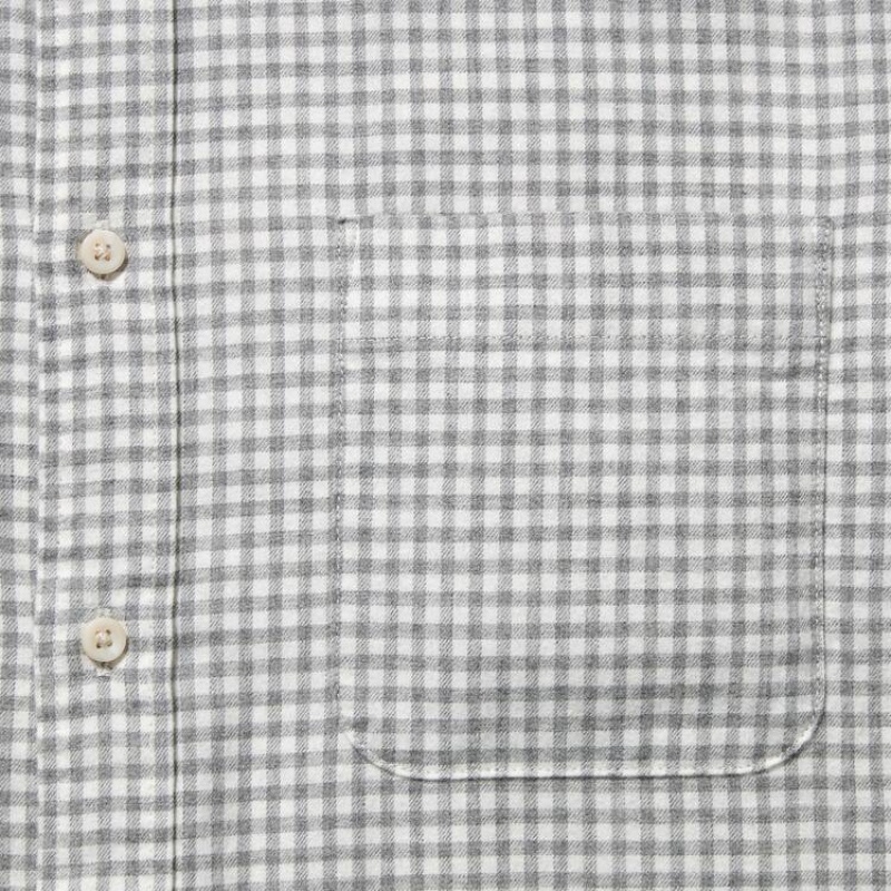 Camisas Uniqlo Flannel Regular Fit Checked (Button-down Collar) Hombre Gris | 9628OLSJT