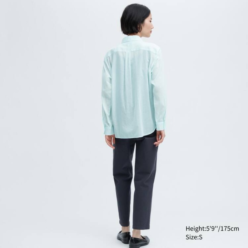 Camisas Uniqlo Ines De La Fressange Sheer Embroidered Long Sleeved Mujer Azules | 8306DNAFQ