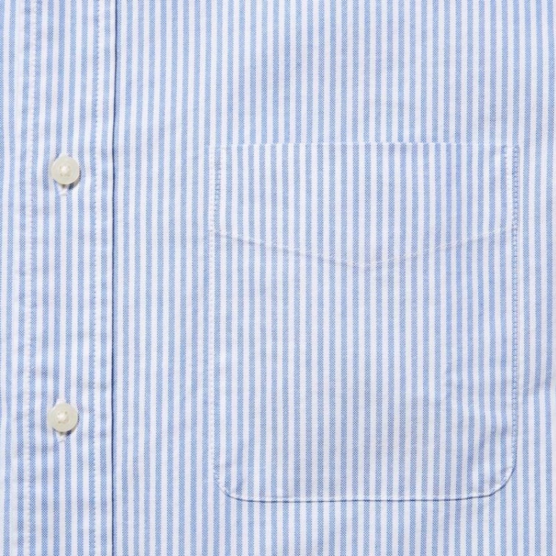 Camisas Uniqlo Regular Fit A Rayas Oxford (Button-down Collar) Hombre Azules | 1462UMWRP