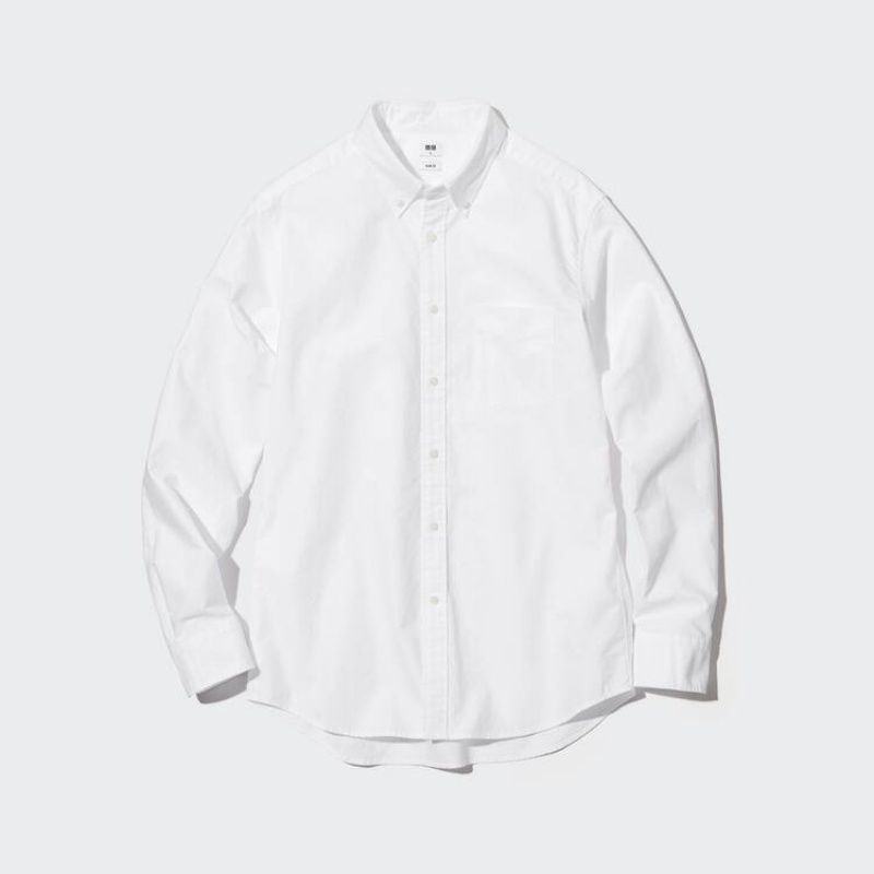 Camisas Uniqlo Slim Fit Oxford (Button-down Collar) Hombre Blancas | 0845SAYDU