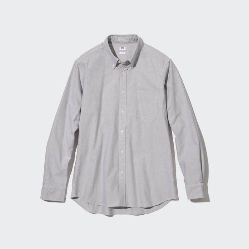 Camisas Uniqlo Slim Fit Oxford Hombre Gris | 5120LTMGX