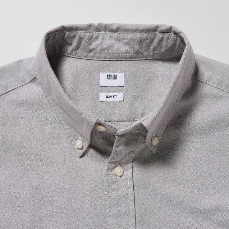 Camisas Uniqlo Slim Fit Oxford Hombre Gris | 5120LTMGX