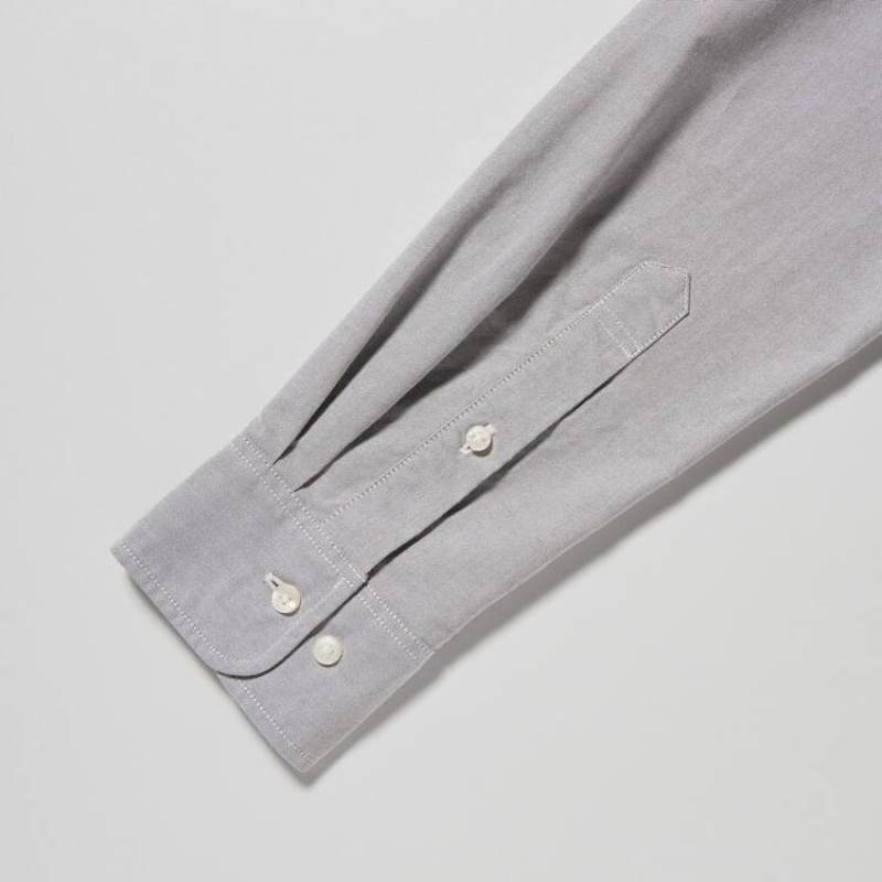 Camisas Uniqlo Slim Fit Oxford Hombre Gris | 5120LTMGX