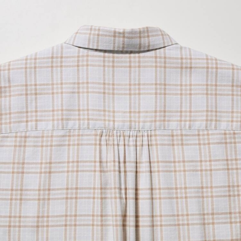 Camisas Uniqlo Soft Brushed Checked Long Sleeved Mujer Gris Claro | 4163CWNSK