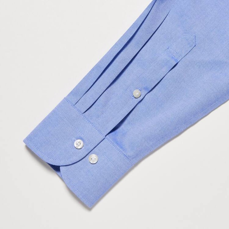 Camisas Uniqlo Super Non-iron Slim Fit (Button-down Collar) Hombre Azules | 1420ZFLBW