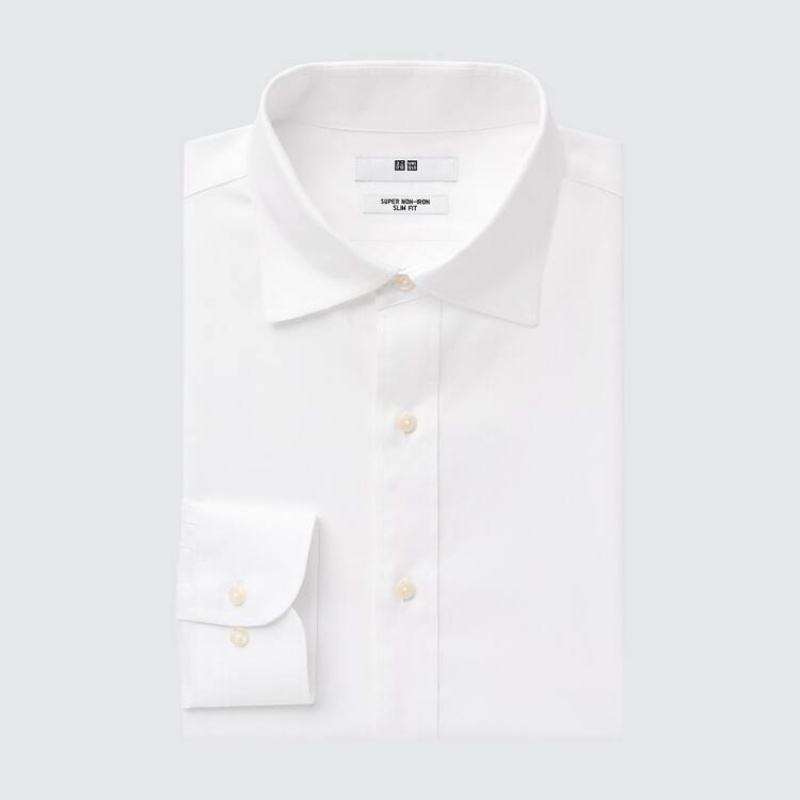 Camisas Uniqlo Super Non-iron Slim Fit (Semi-cutaway Collar) Hombre Blancas | 9042NHEAD