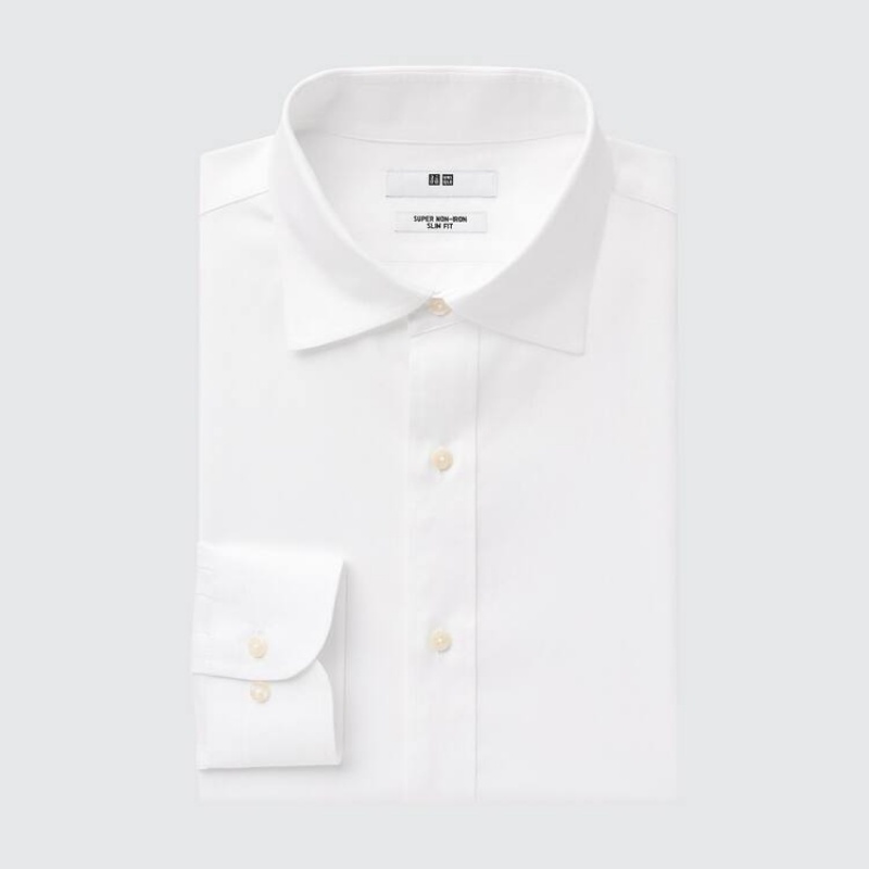 Camisas Uniqlo Super Non-iron Slim Fit (Semi-cutaway Collar) Hombre Blancas | 2140DPCYA