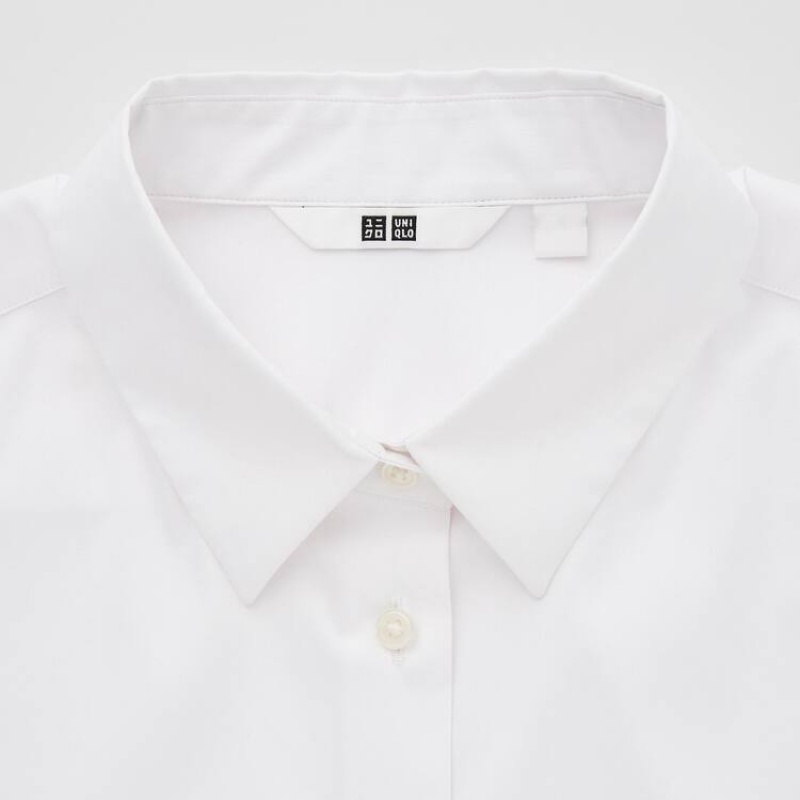 Camisas Uniqlo Supima Algodon Stretch Broadcloth Long Sleeved Mujer Blancas | 6784INMOA