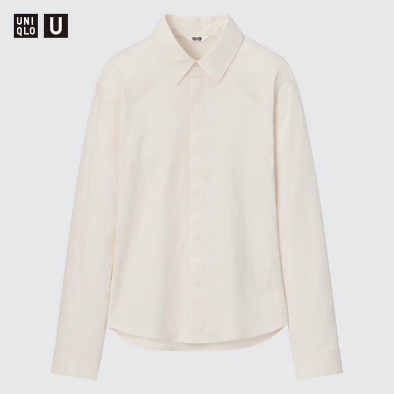 Camisas Uniqlo U Stretch Mujer Blancas | 5648YJCGX