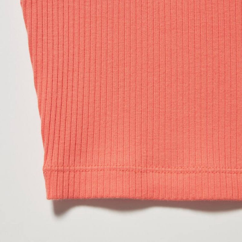 Camiseta Uniqlo Acanalado Cropped Niños Naranjas | 2790BMHZY