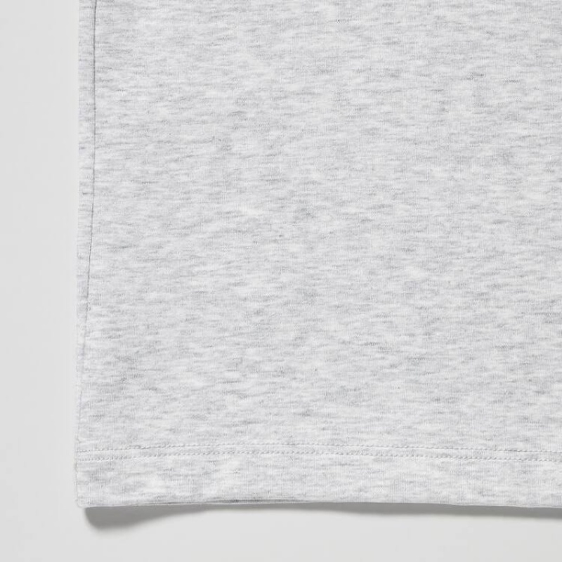 Camiseta Uniqlo Airism Algodon Crew Neck Corta Sleeved Hombre Gris | 4057GACFP