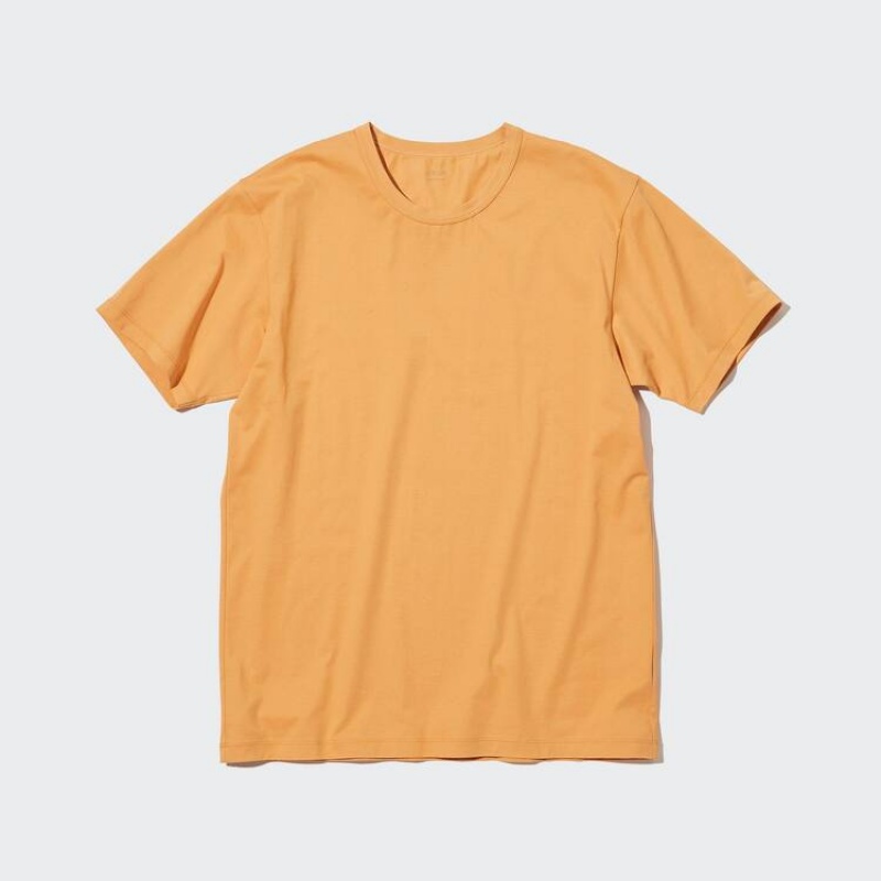 Camiseta Uniqlo Airism Algodon Crew Neck Hombre Naranjas | 8954BRDEY