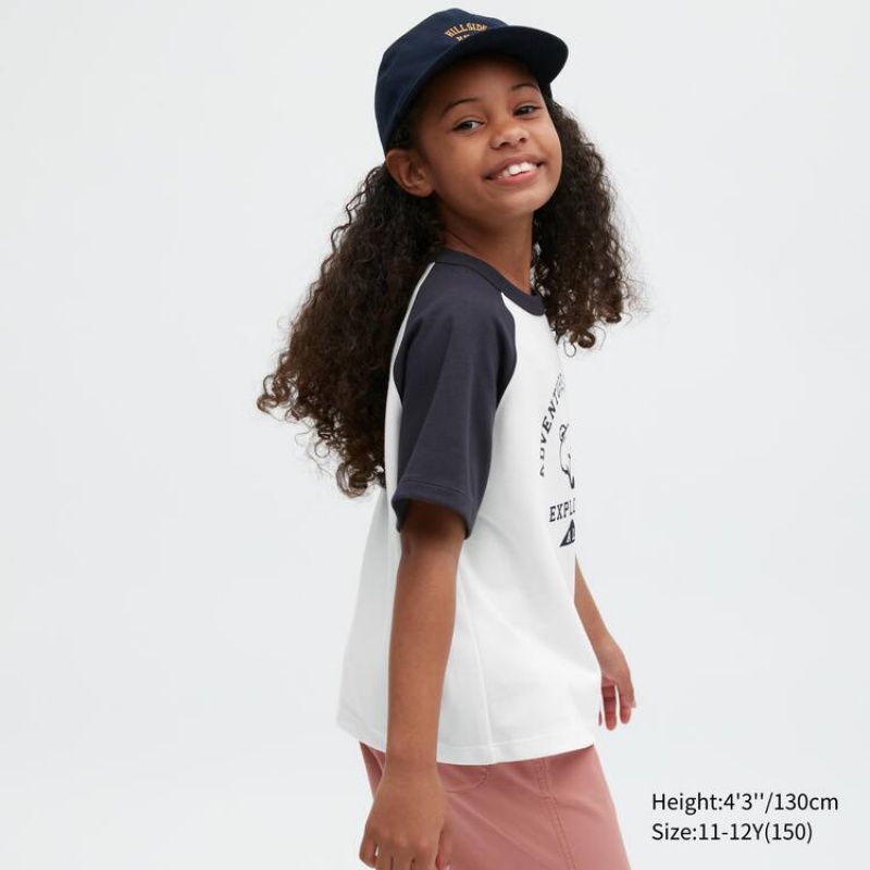 Camiseta Uniqlo Airism Algodon Estampadas Corta Sleeved Niños Blancas | 5729MIVSA