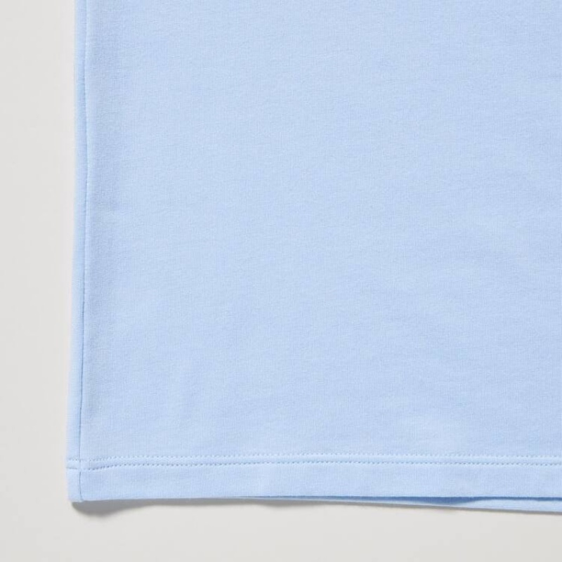 Camiseta Uniqlo Airism Algodon Scoop Neck Niños Azules Claro | 4380JYASP