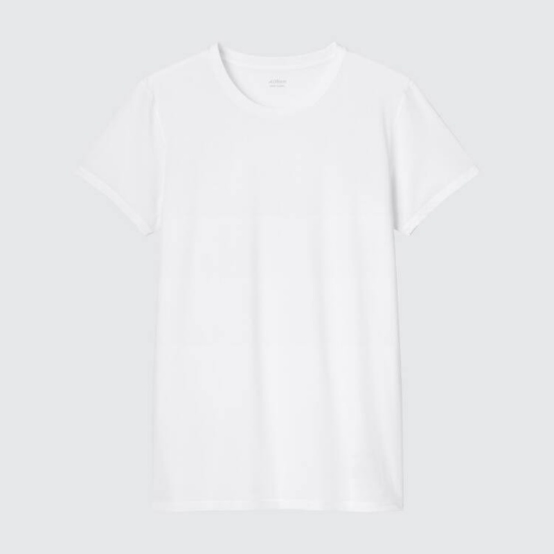 Camiseta Uniqlo Airism Dry-ex Mesh Crew Neck Corta Sleeved Hombre Blancas | 3716XTVUC